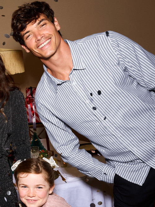 Chemise rayée grise homme