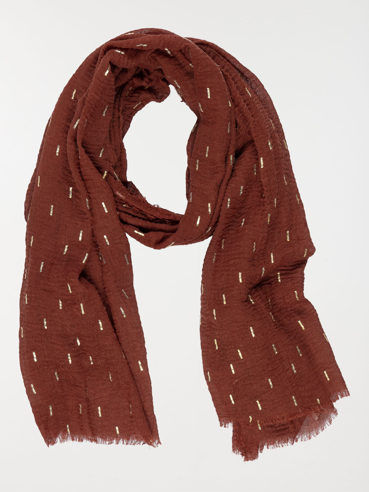 Foulard terre de sienne motif doré femme