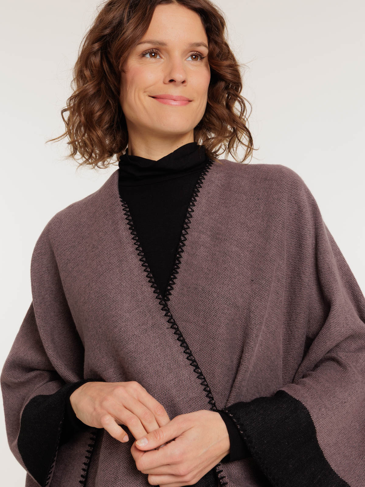Poncho moka femme