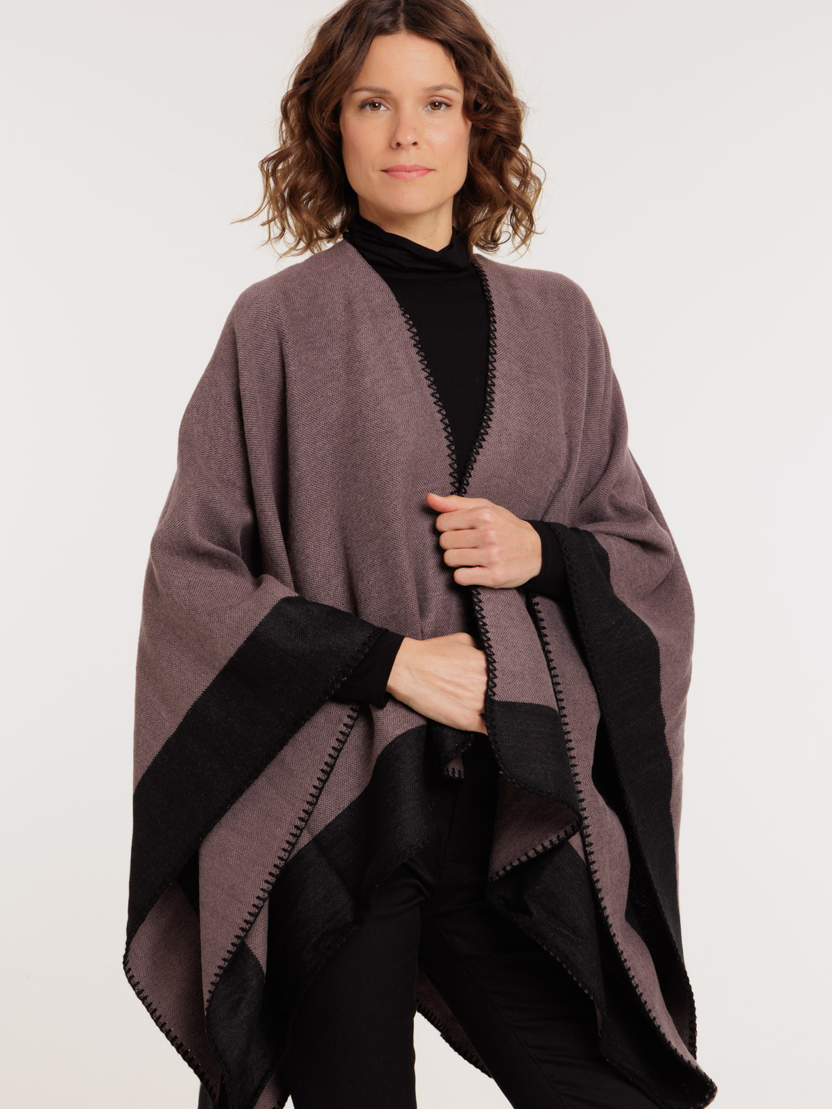 Poncho moka femme