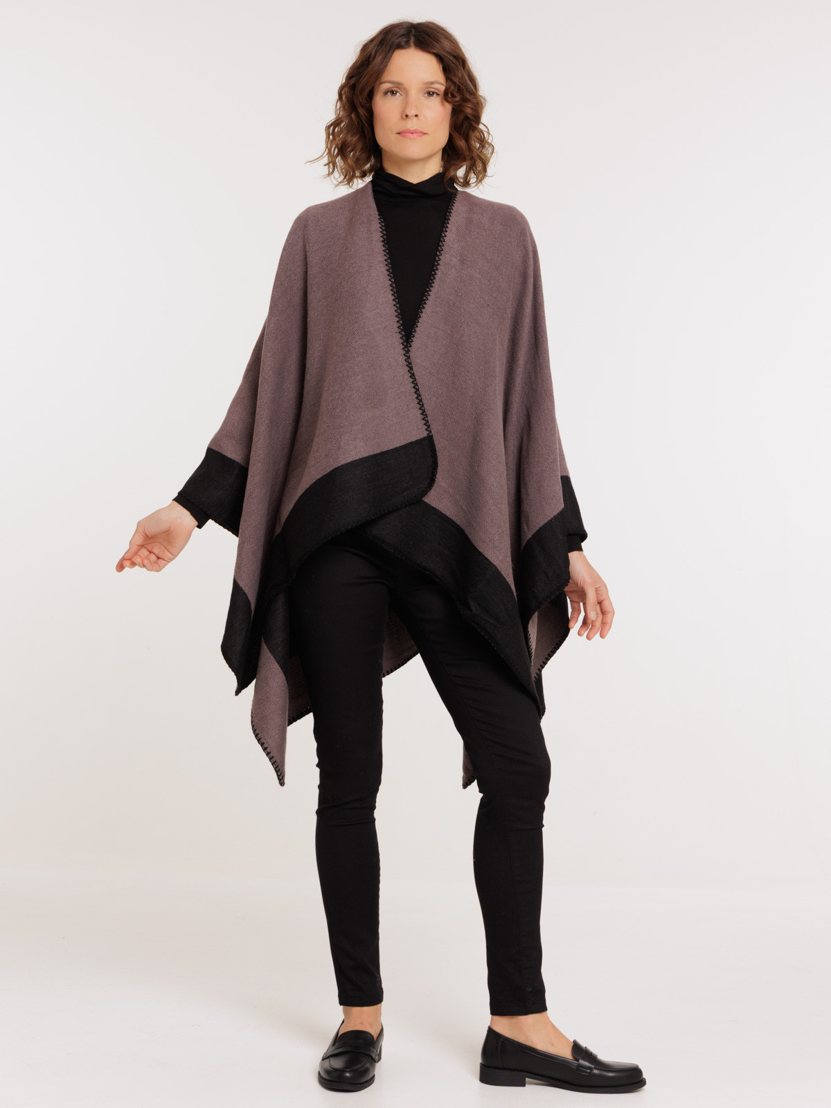 Poncho moka femme