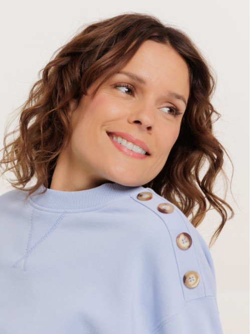 Sweat boutons épaule femme