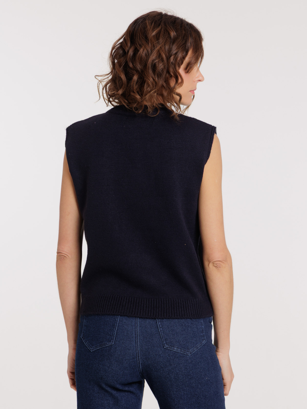 Pull sans manches coeurs rouges femme