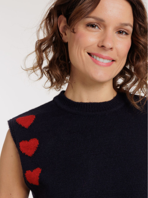 Pull sans manches coeurs...