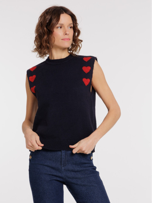 Pull sans manches coeurs...