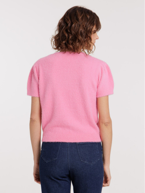 Pull femme rose manches...