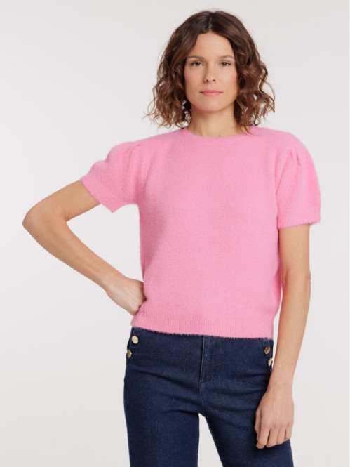 Pull femme rose manches...