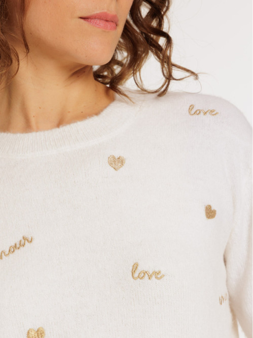 Pull femme coeurs et...