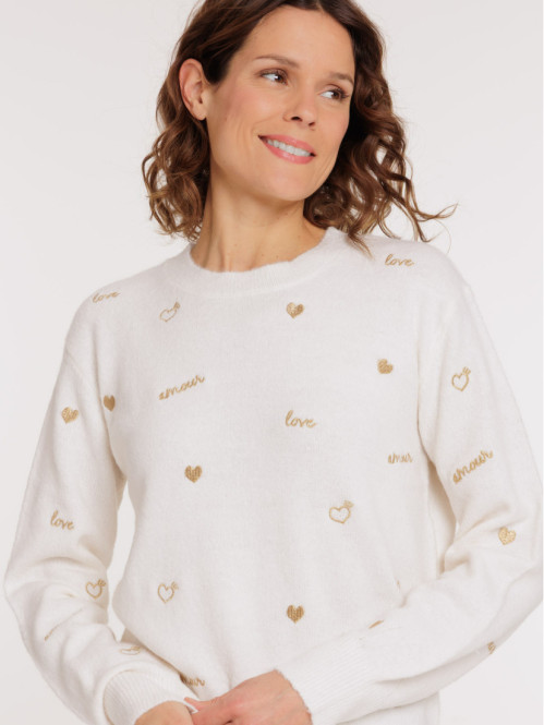 Pull femme coeurs et...