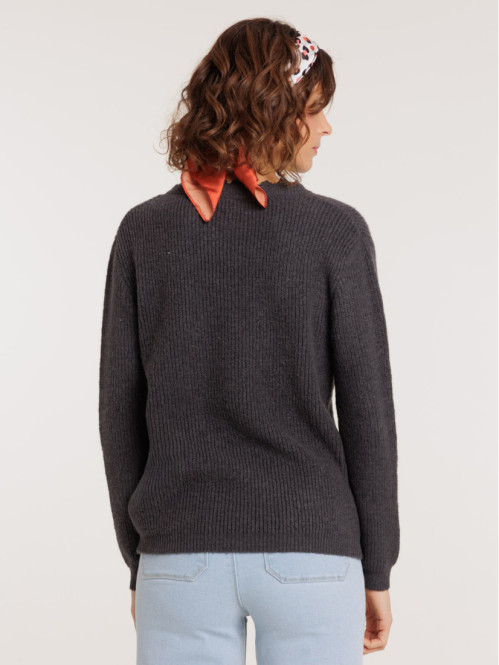 Pull col V dentelle femme