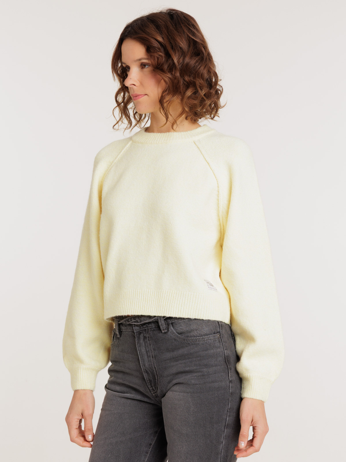 Pull col rond vanille femme