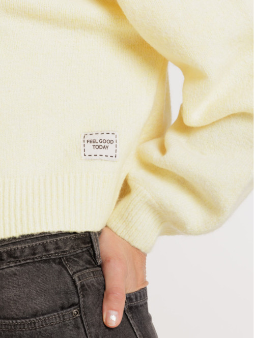 Pull col rond vanille femme