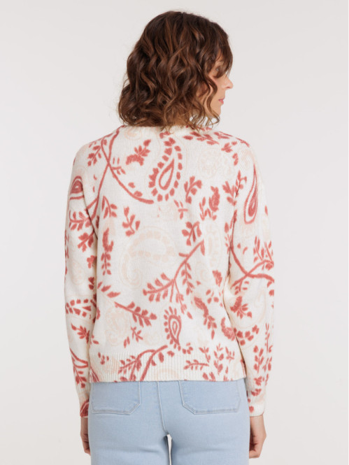 Pull femme motif fleuri