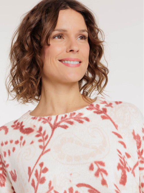 Pull femme motif fleuri