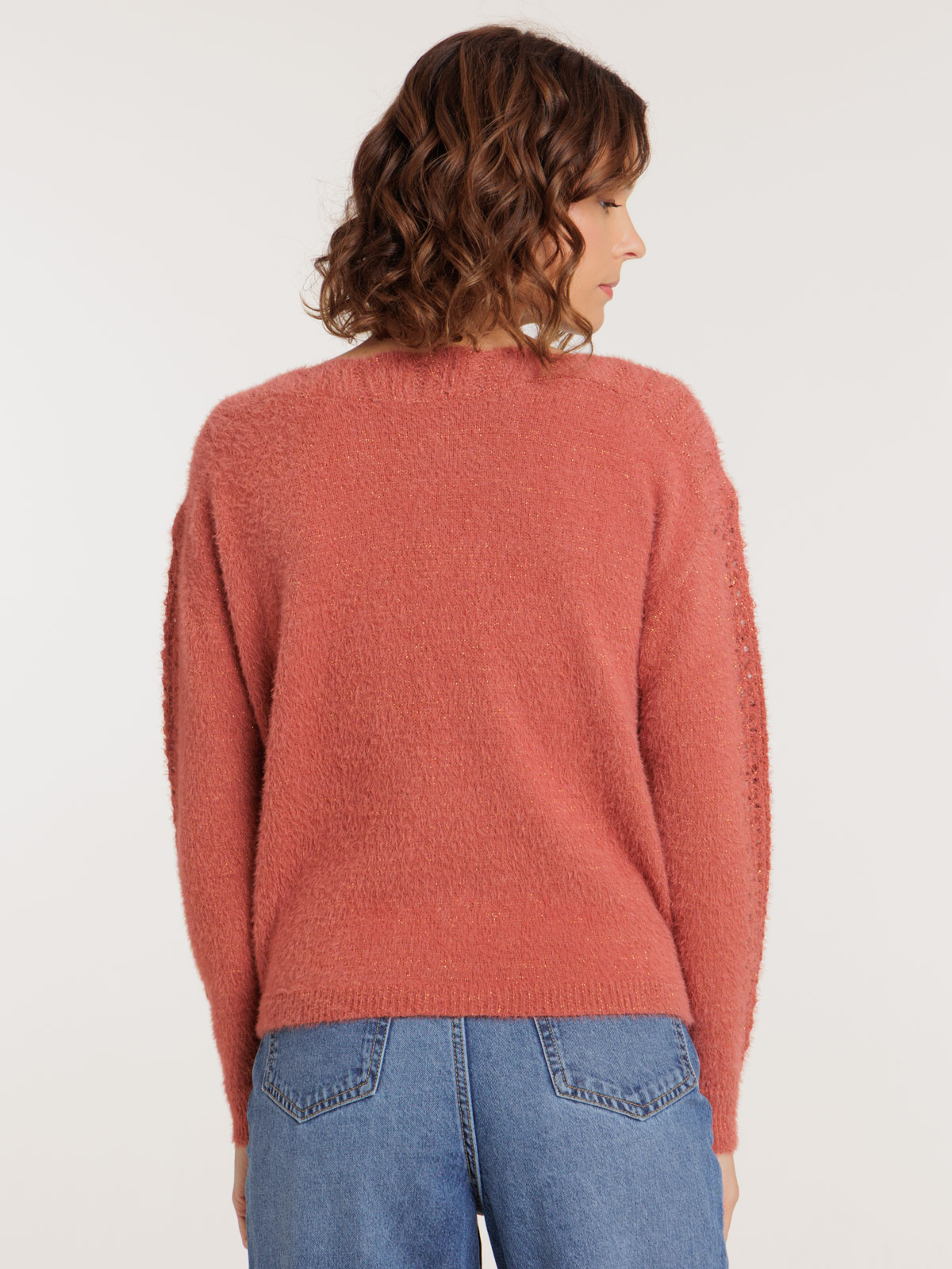 Pull femme col bateau festonné marsala