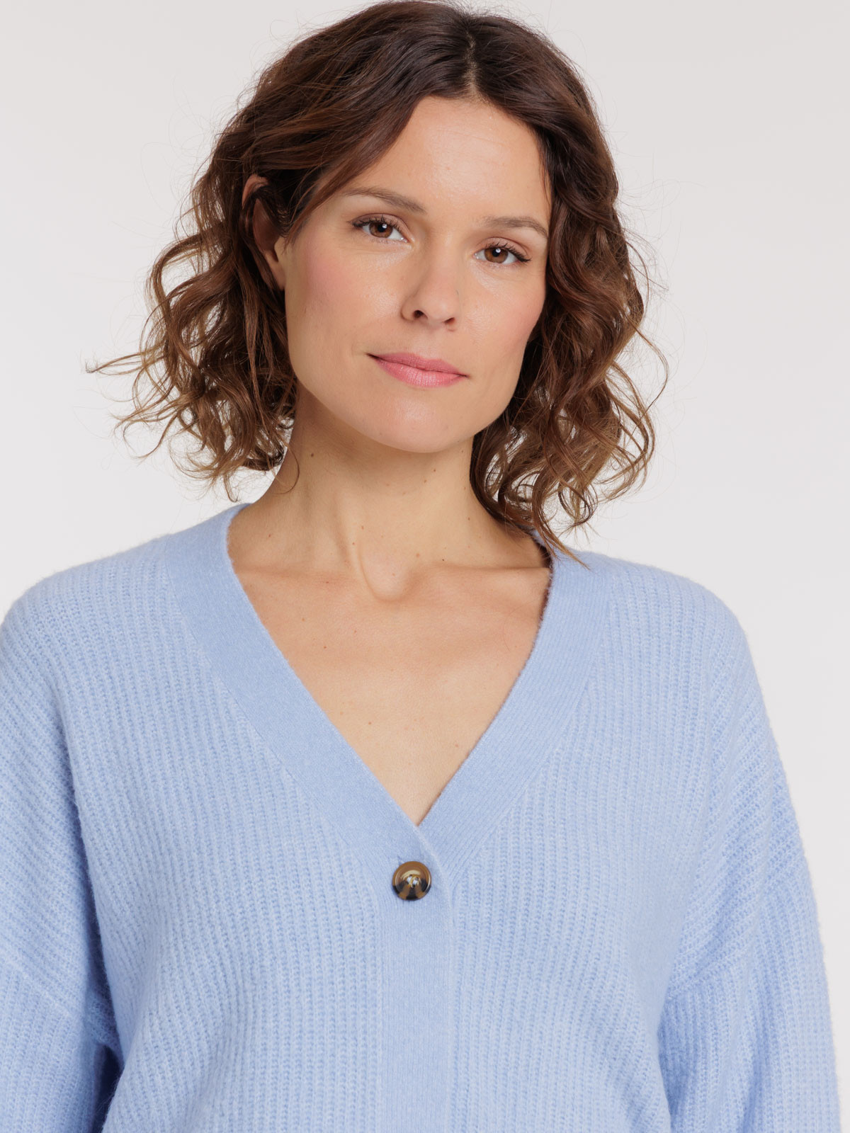 Gilet basique boutonné calm blue femme