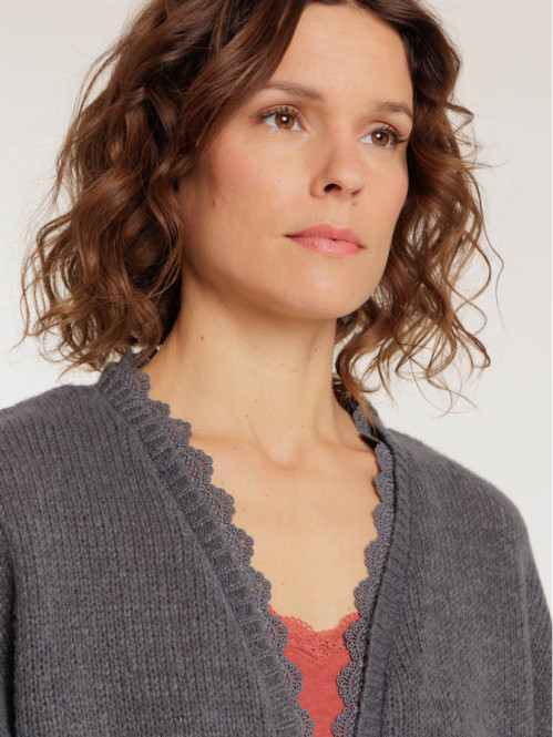 Gilet ouvert dentelle femme