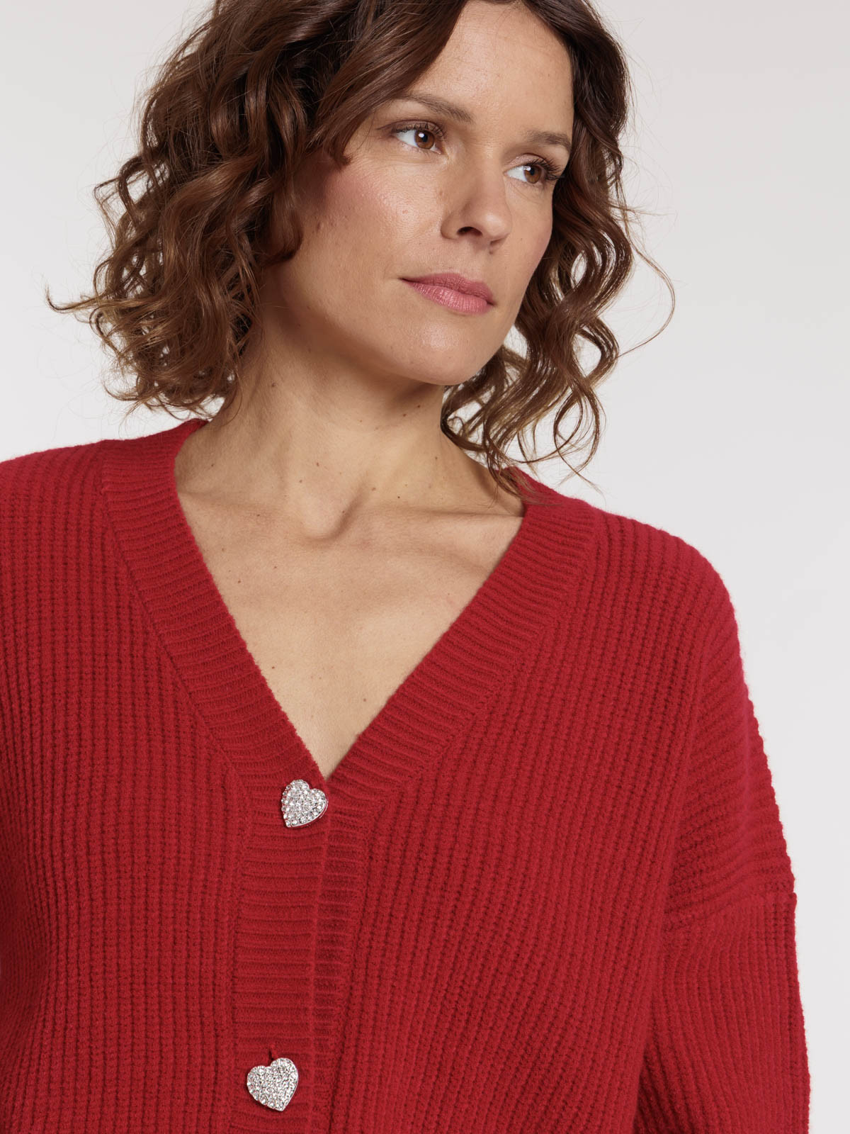 Gilet boutons coeurs femme