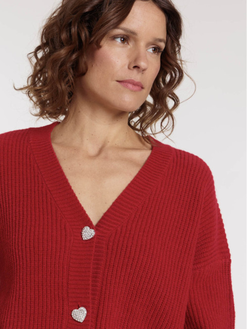 Gilet boutons coeurs femme