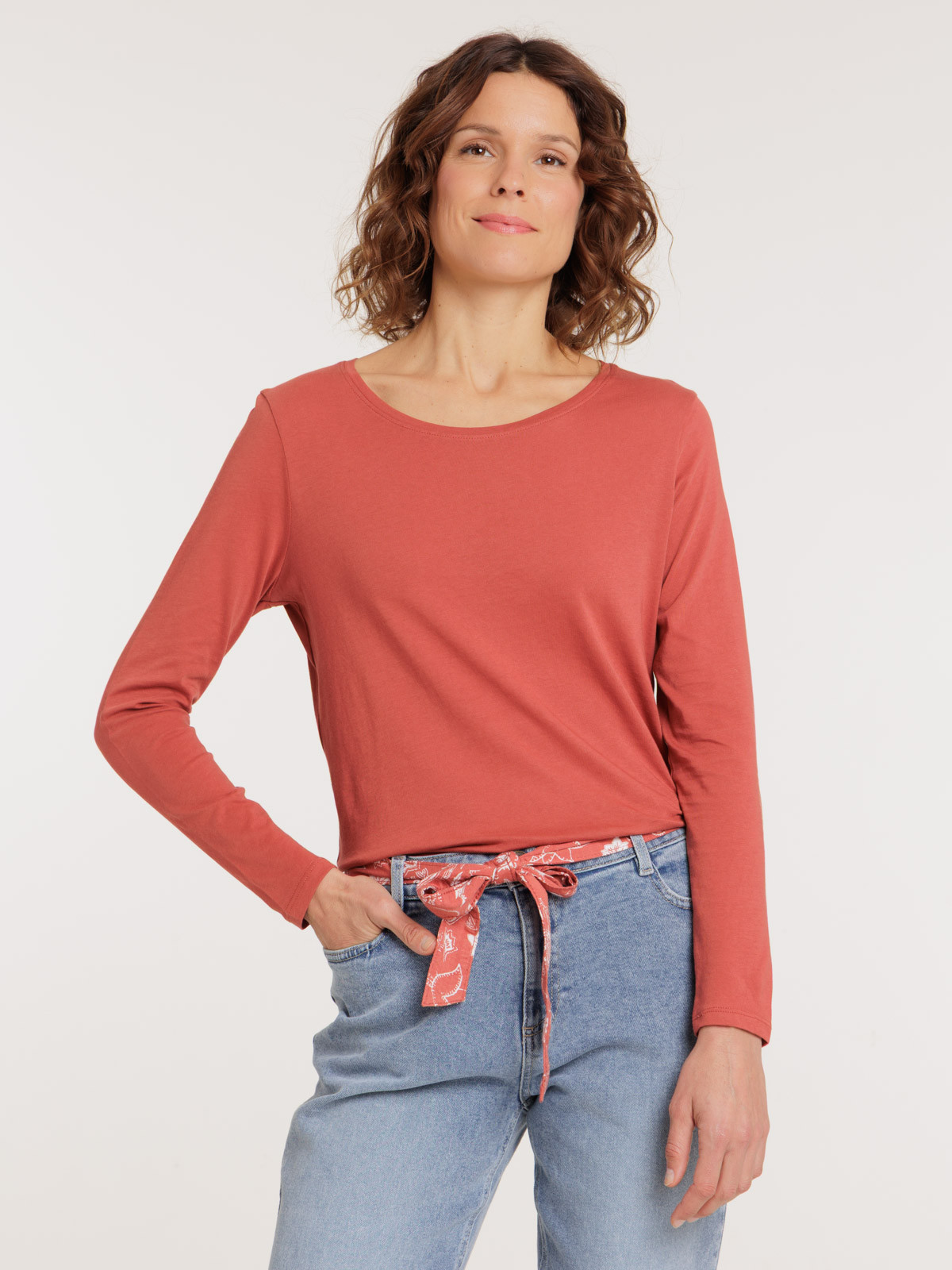 T-shirt manches longues marsala femme