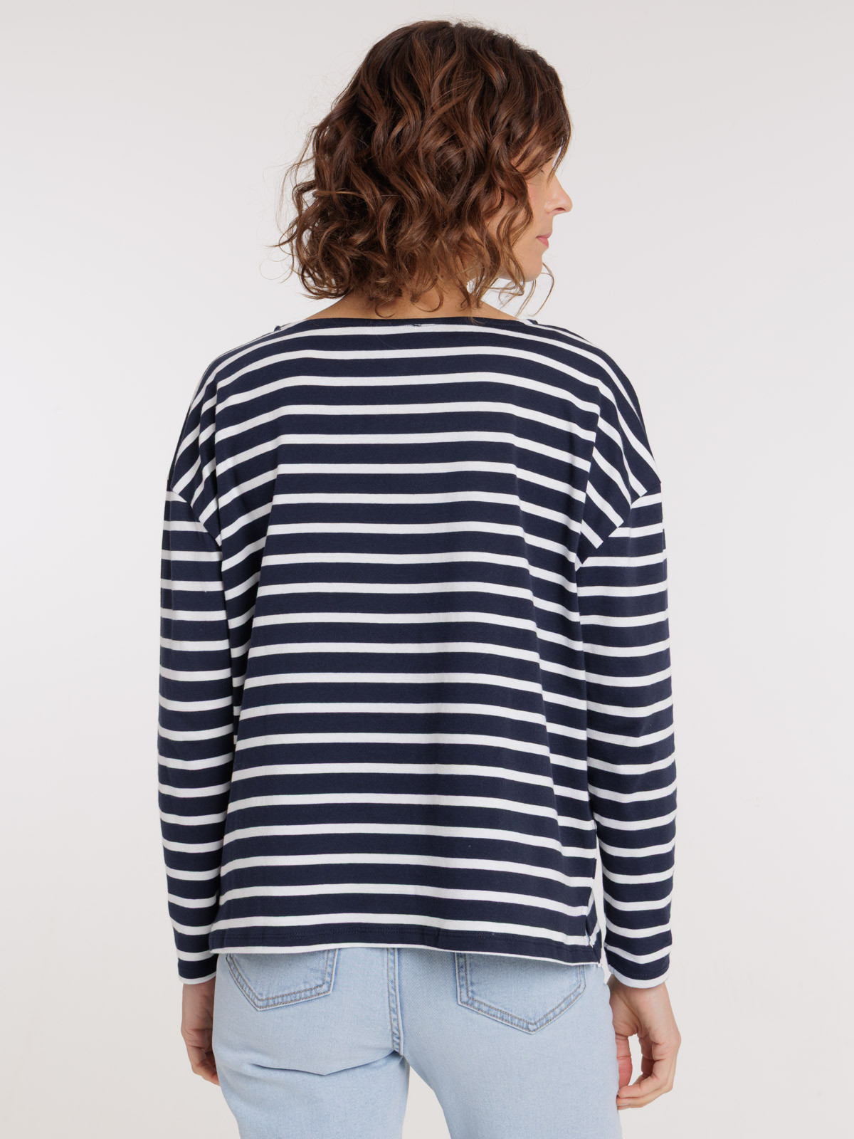 T-shirt marine navy rayé écru femme