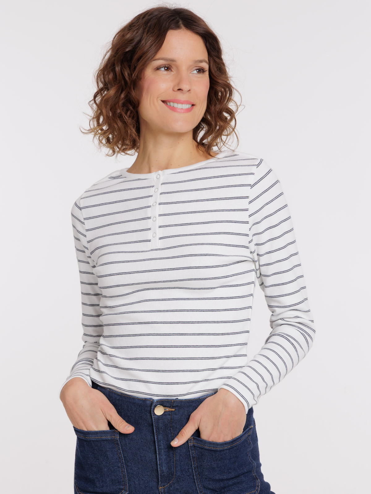 T-shirt rayé manches longues femme