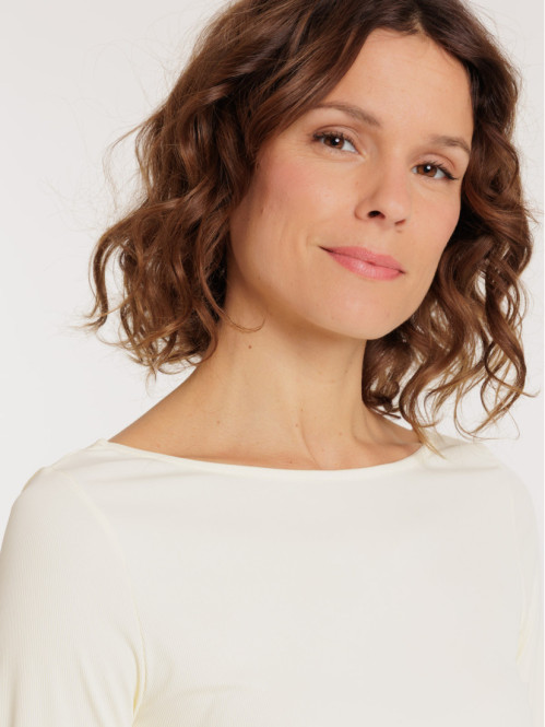 T-shirt côtelé coloris...