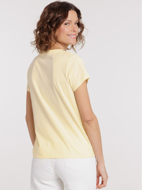 Tee-shirt col rond jaune...