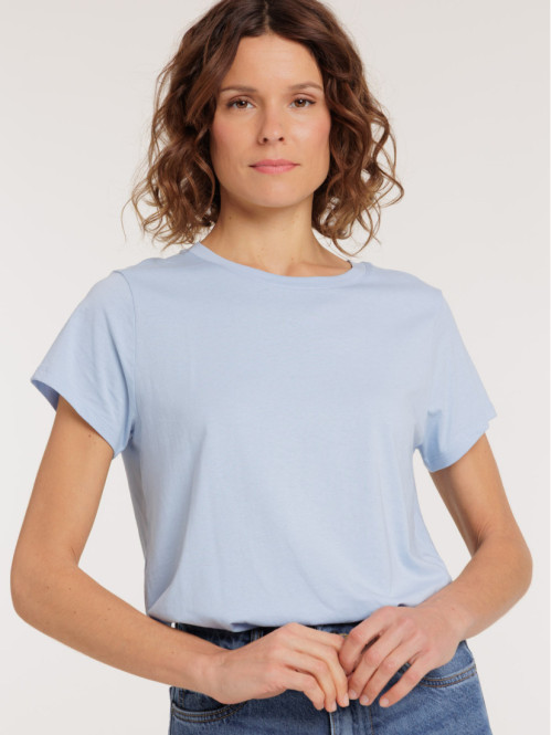 Tee-shirt col rond bleu...