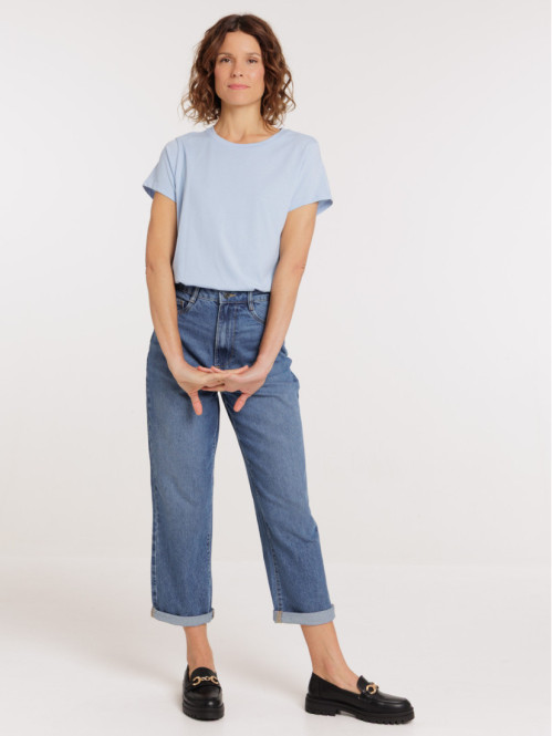 Tee-shirt col rond bleu...