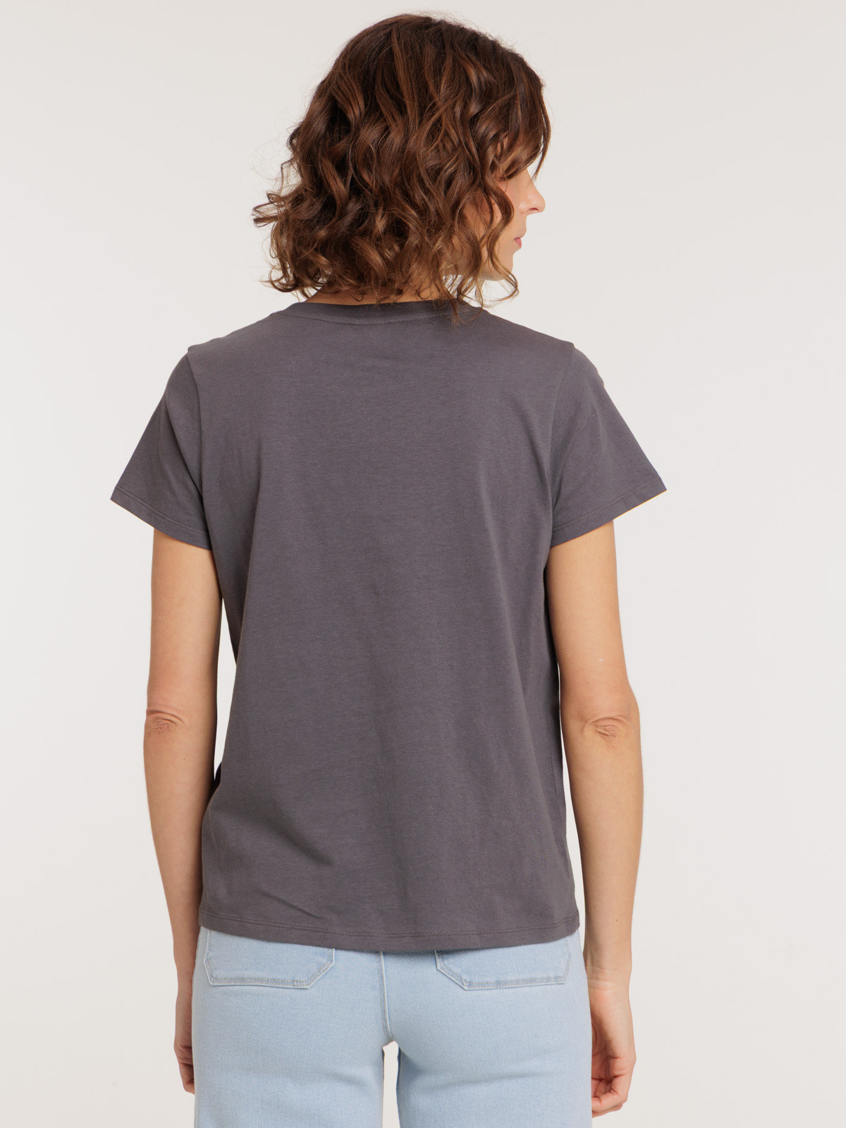 T-shirt col rond motif fleurs femme