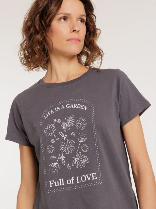 T-shirt col rond motif...