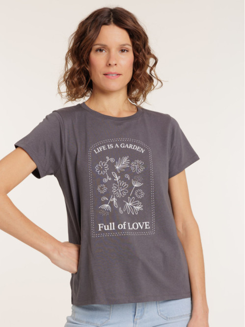 T-shirt col rond motif...