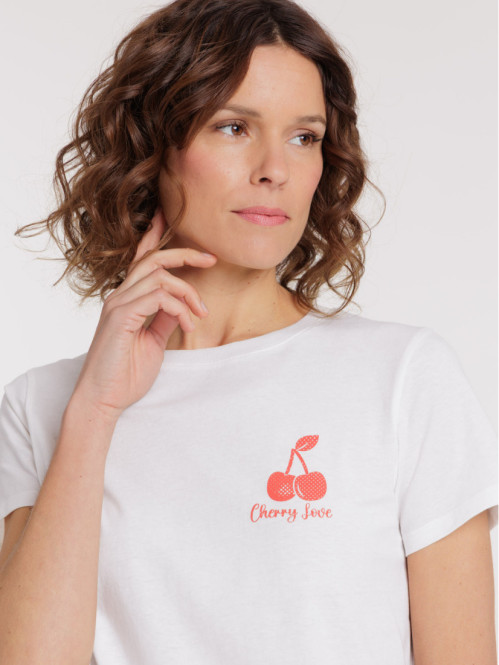 Tee-shirt motif cerise femme