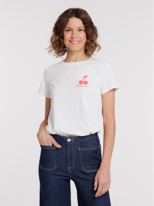 Tee-shirt motif cerise femme