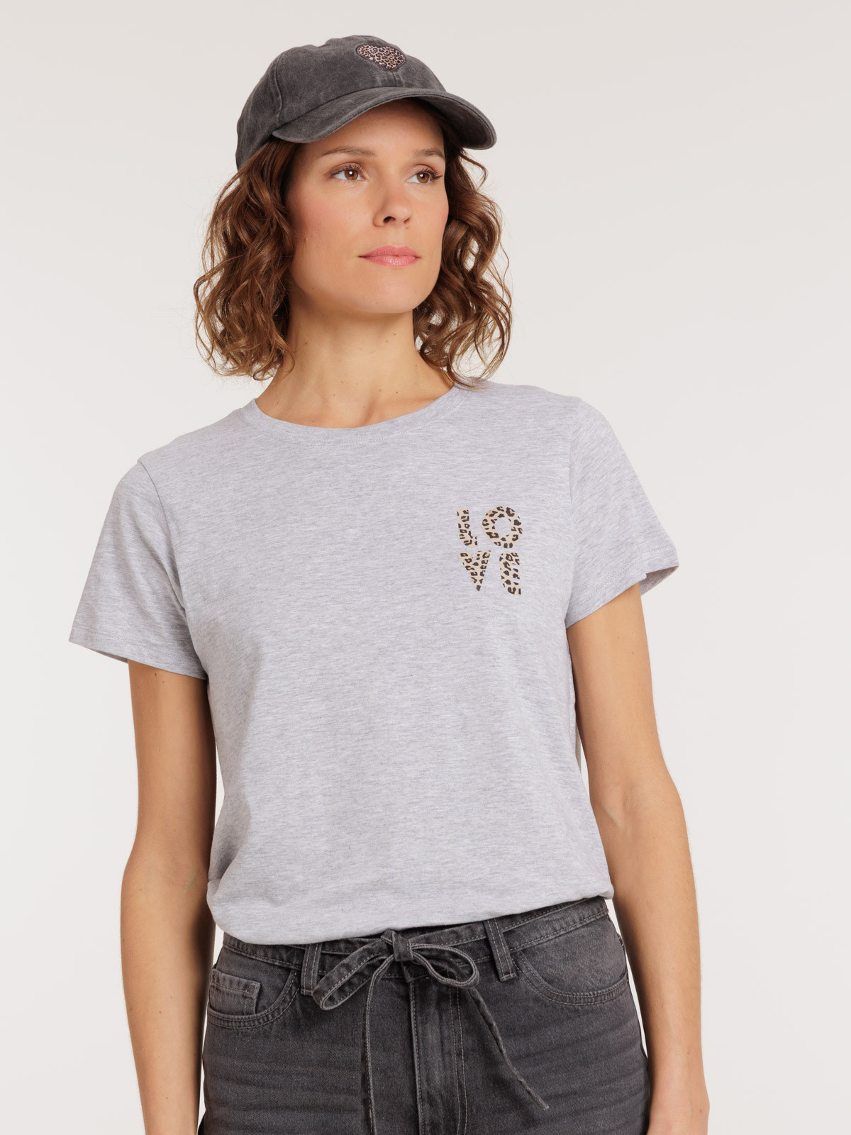 T-shirt love léopard femme
