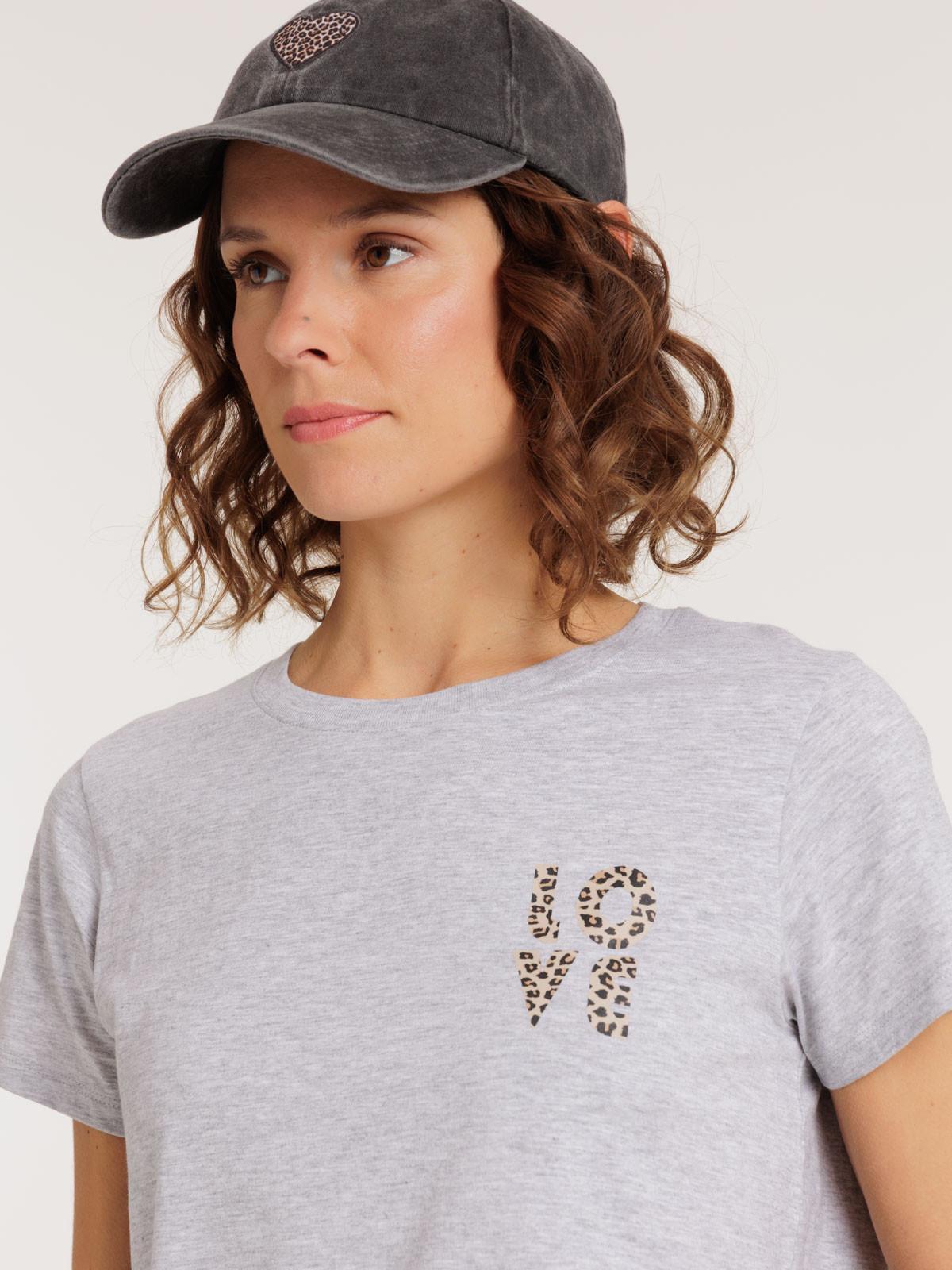 T-shirt love léopard femme