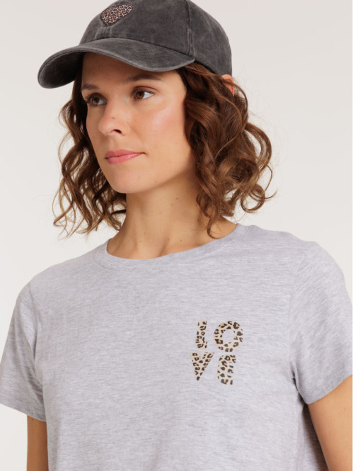 T-shirt love léopard femme