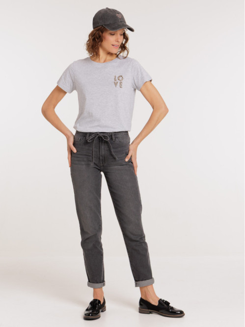 T-shirt love léopard femme