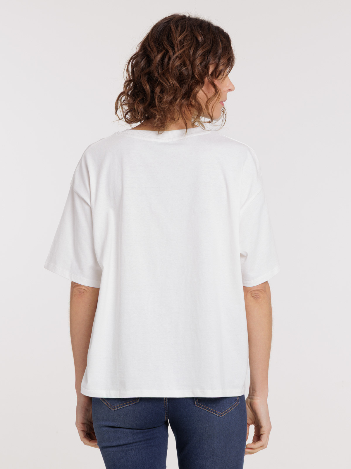 T-shirt blanc cassé coeur doré femme