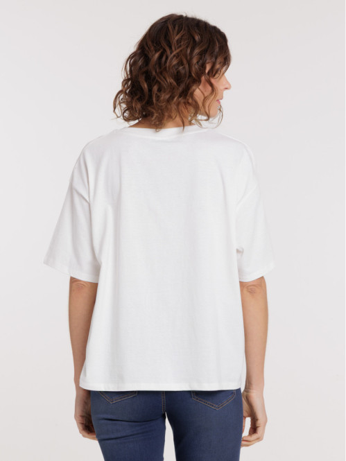 T-shirt blanc cassé coeur...