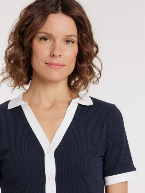 T-shirt col polo femme
