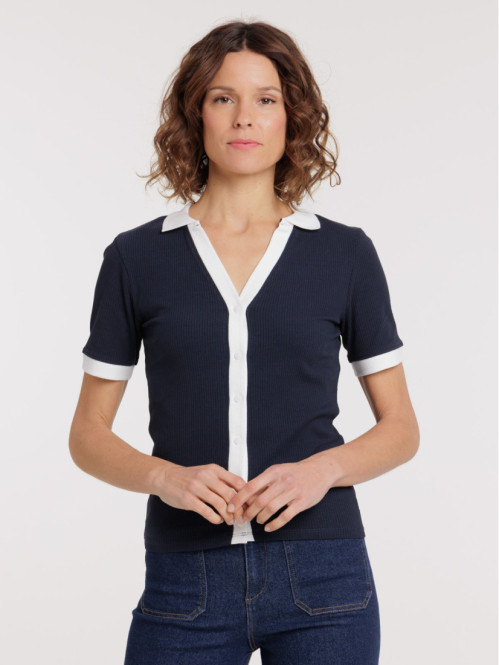 T-shirt col polo femme