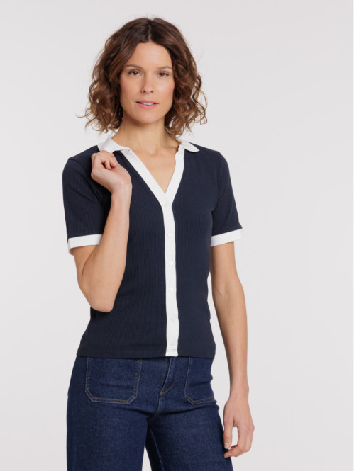 T-shirt col polo femme