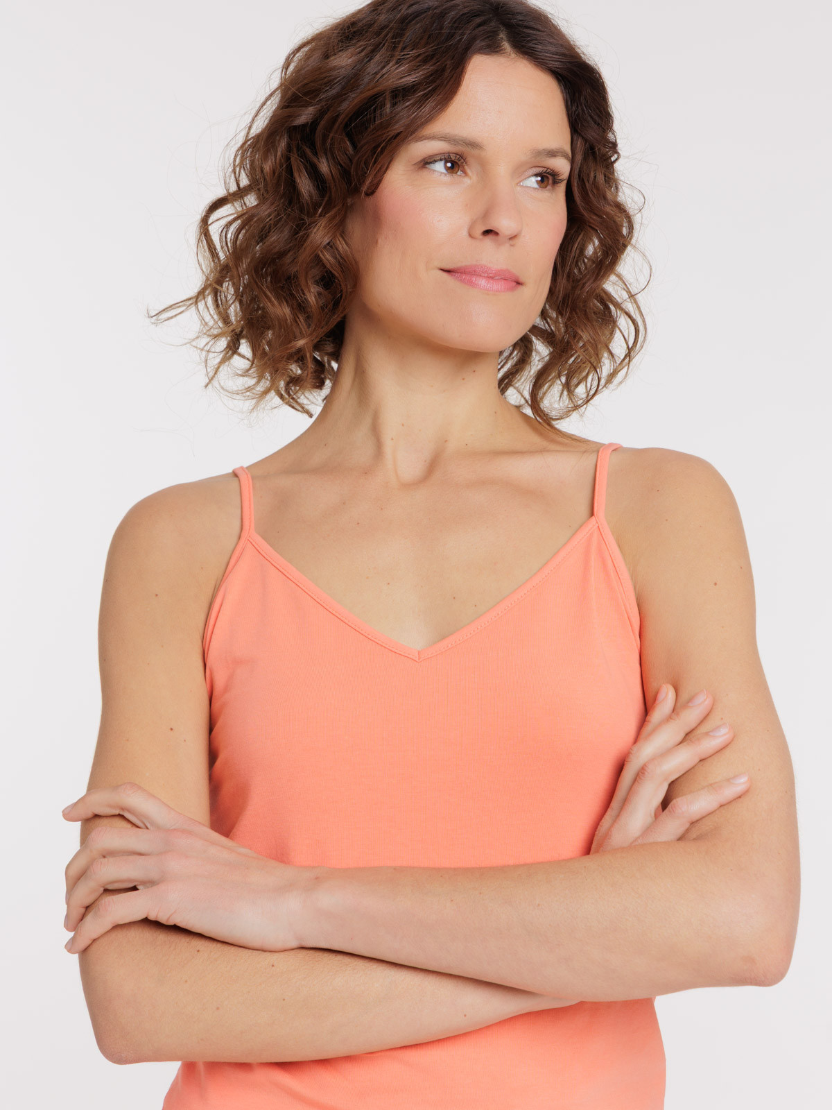 Débardeur bretelles col V coral femme Débardeur bretelles col V coral femme