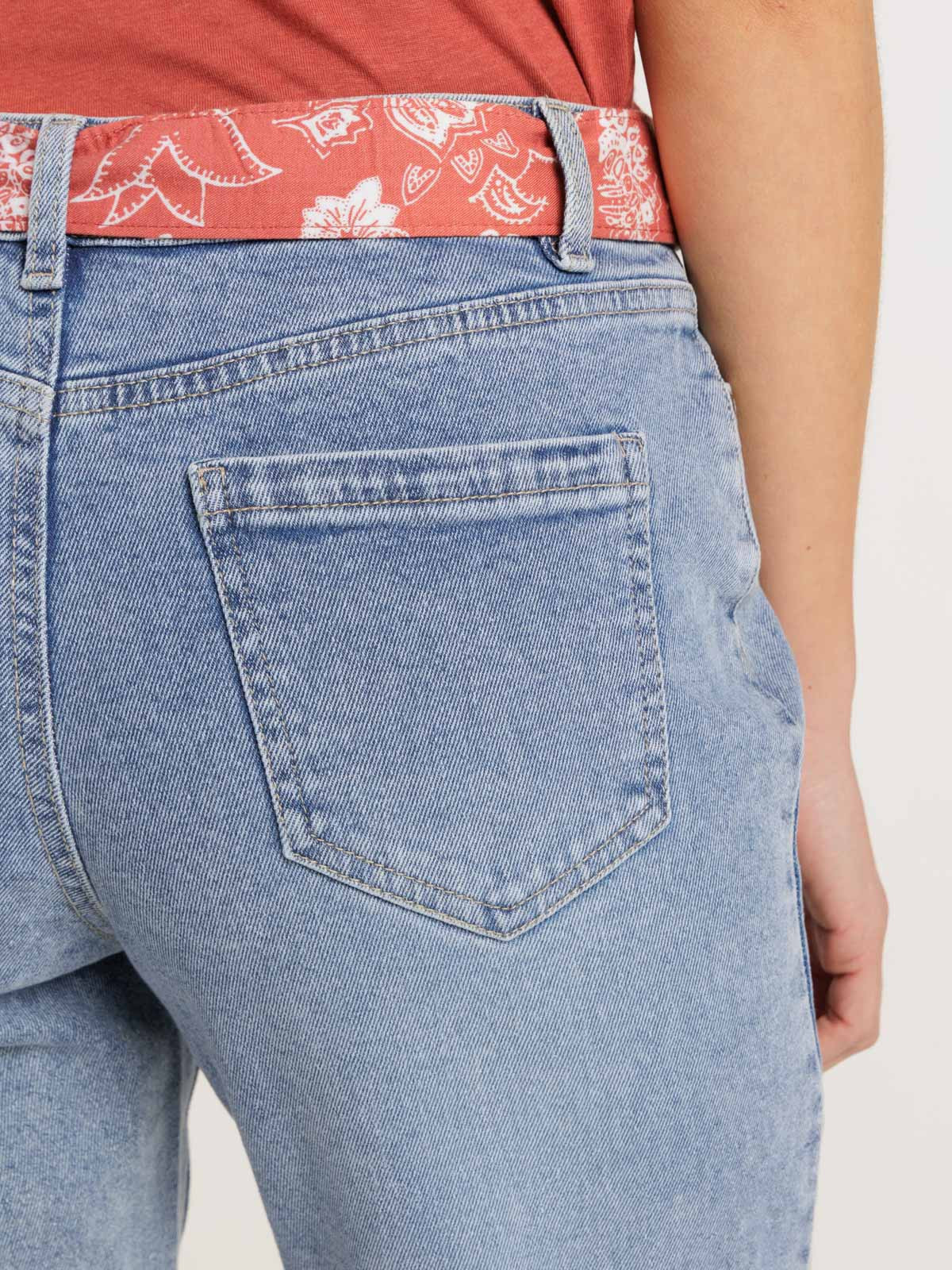 Jean mom double stone ceinturé femme