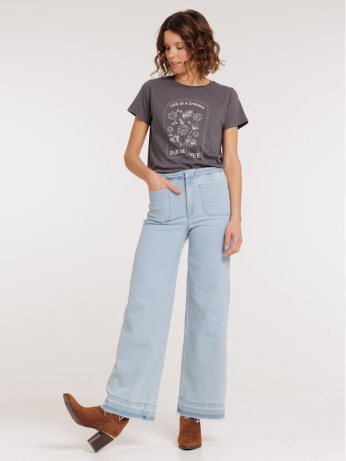 Jean wide leg détail tressé...