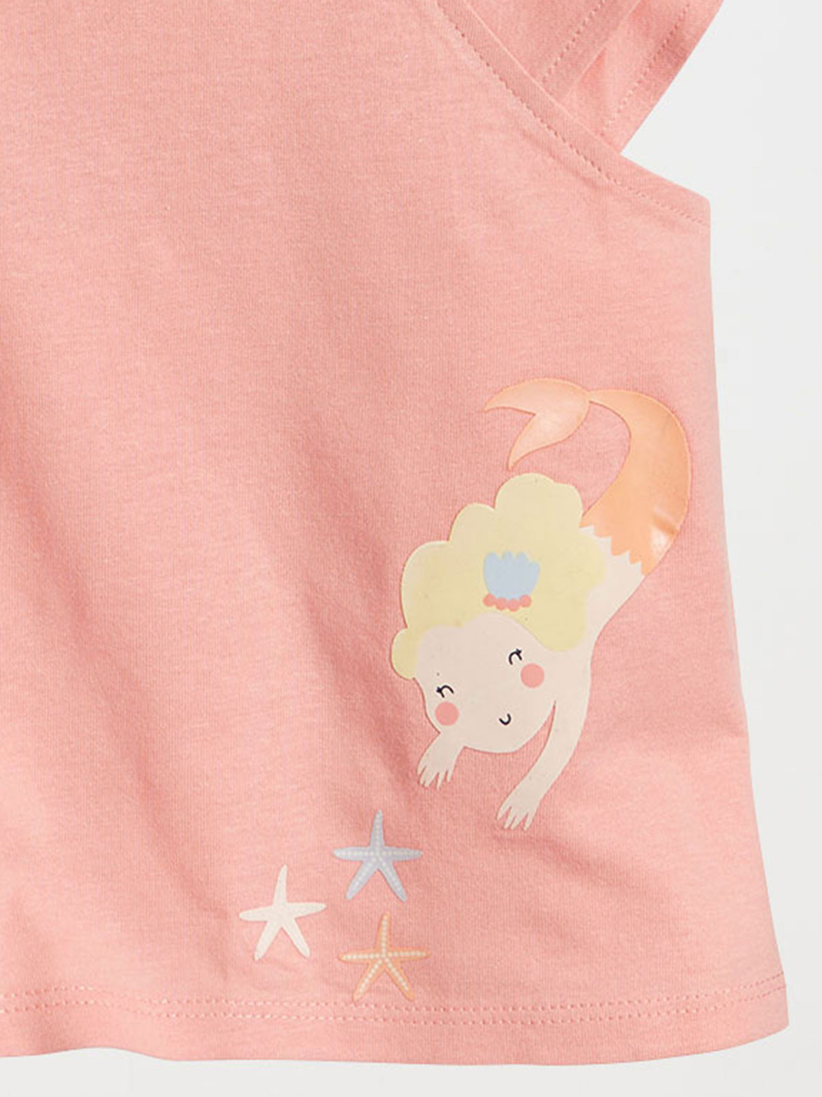 T-shirt sirène fille corail pâle (3-24M) T-shirt sirène fille corail pâle (3-24M)