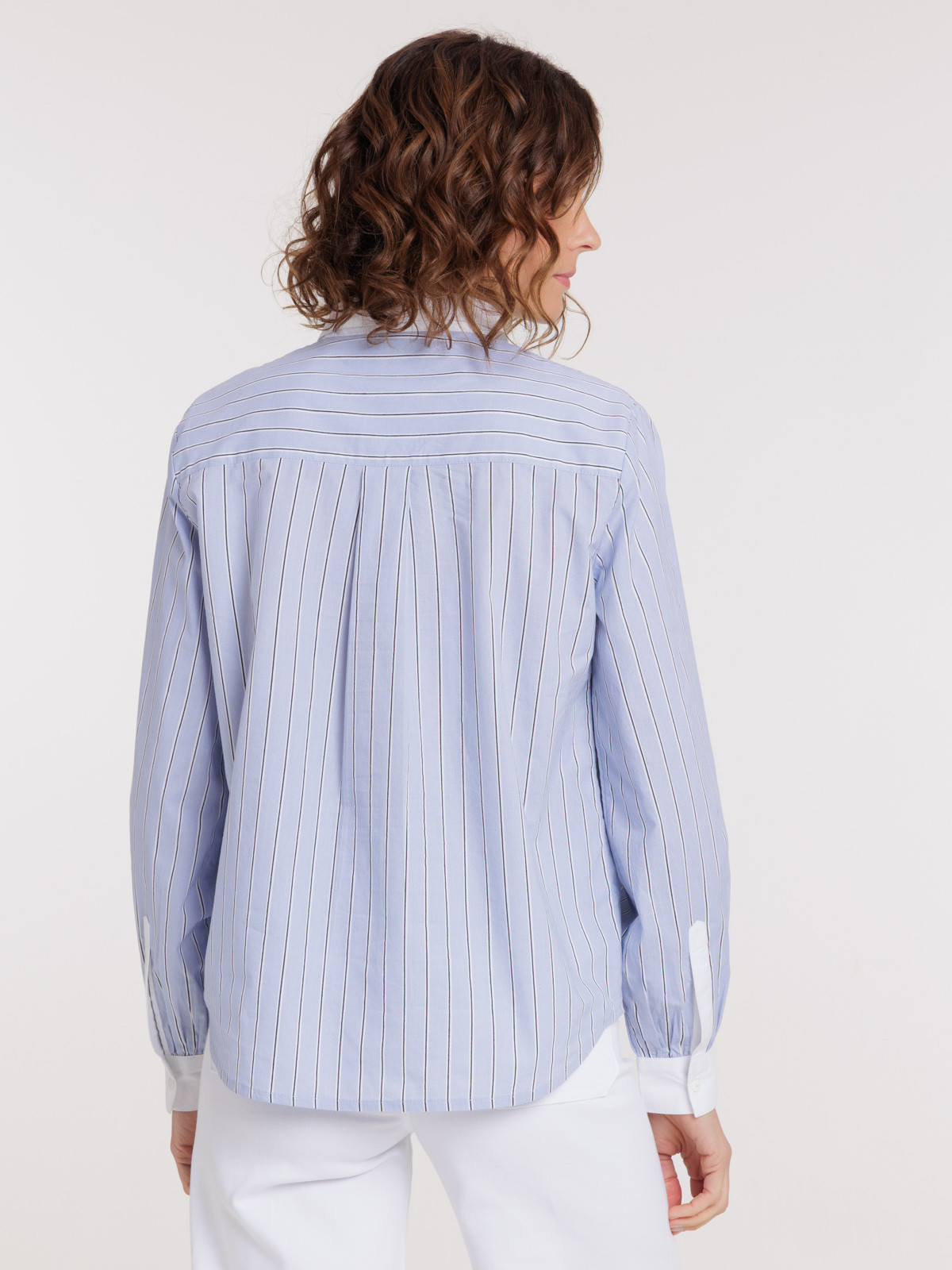 Chemise rayée col contrasté femme