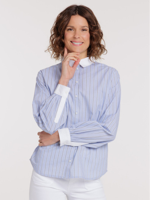 Chemise rayée col contrasté...